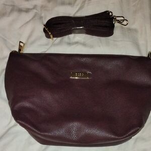BCBG Pebbled Shoulder Bag in Burgundy